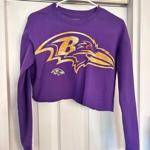 Purple Cropped Ravens Sweatshirt